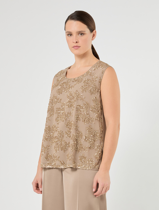 Georgette and embroidered chiffon top - TURTLEDOVE - Marina Rinaldi - 3