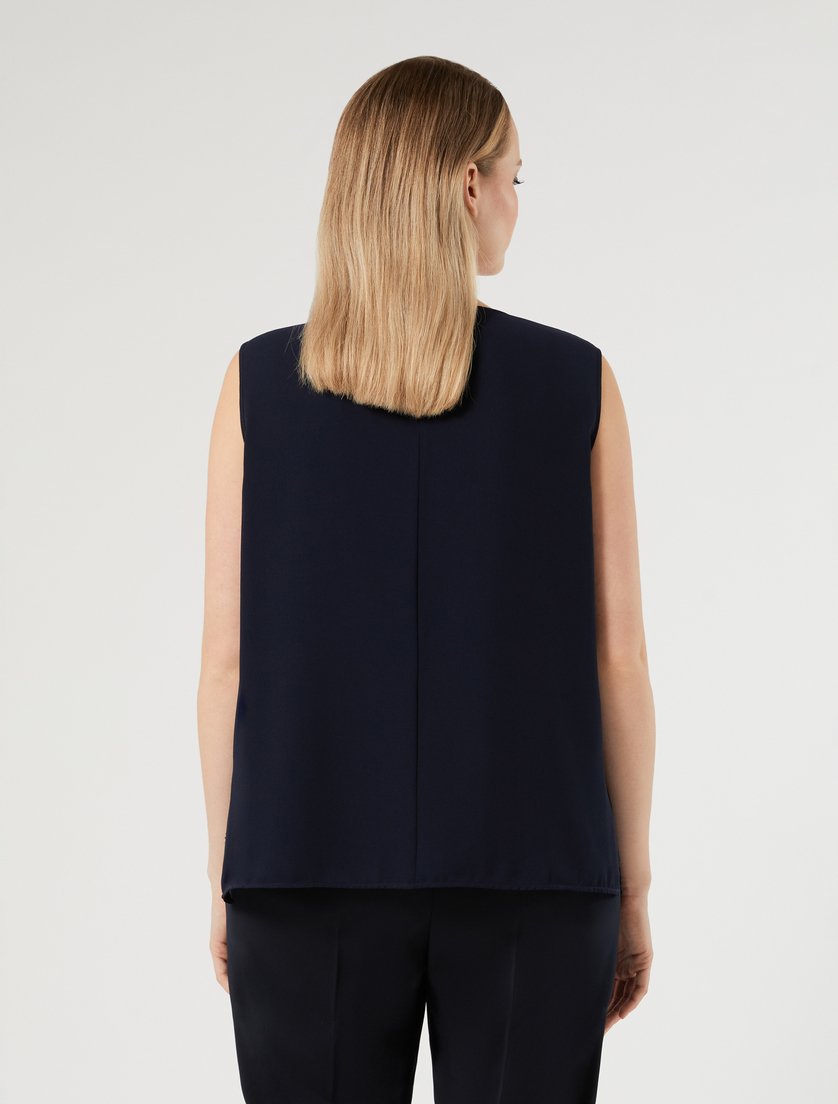Georgette and embroidered chiffon top - MIDNIGHTBLUE - Marina Rinaldi - 4