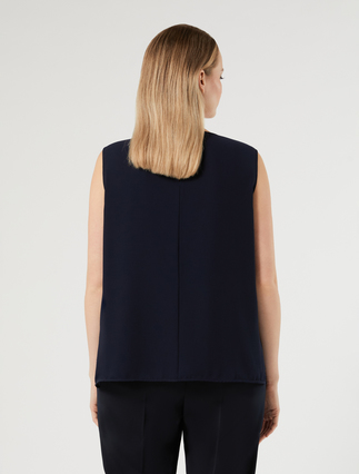 Georgette and embroidered chiffon top - MIDNIGHTBLUE - Marina Rinaldi - 4