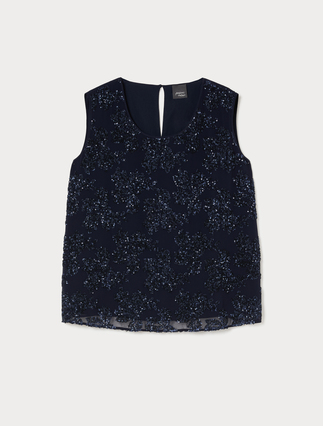 Georgette and embroidered chiffon top - Marina Rinaldi