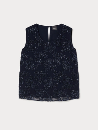 Georgette and embroidered chiffon top - Marina Rinaldi