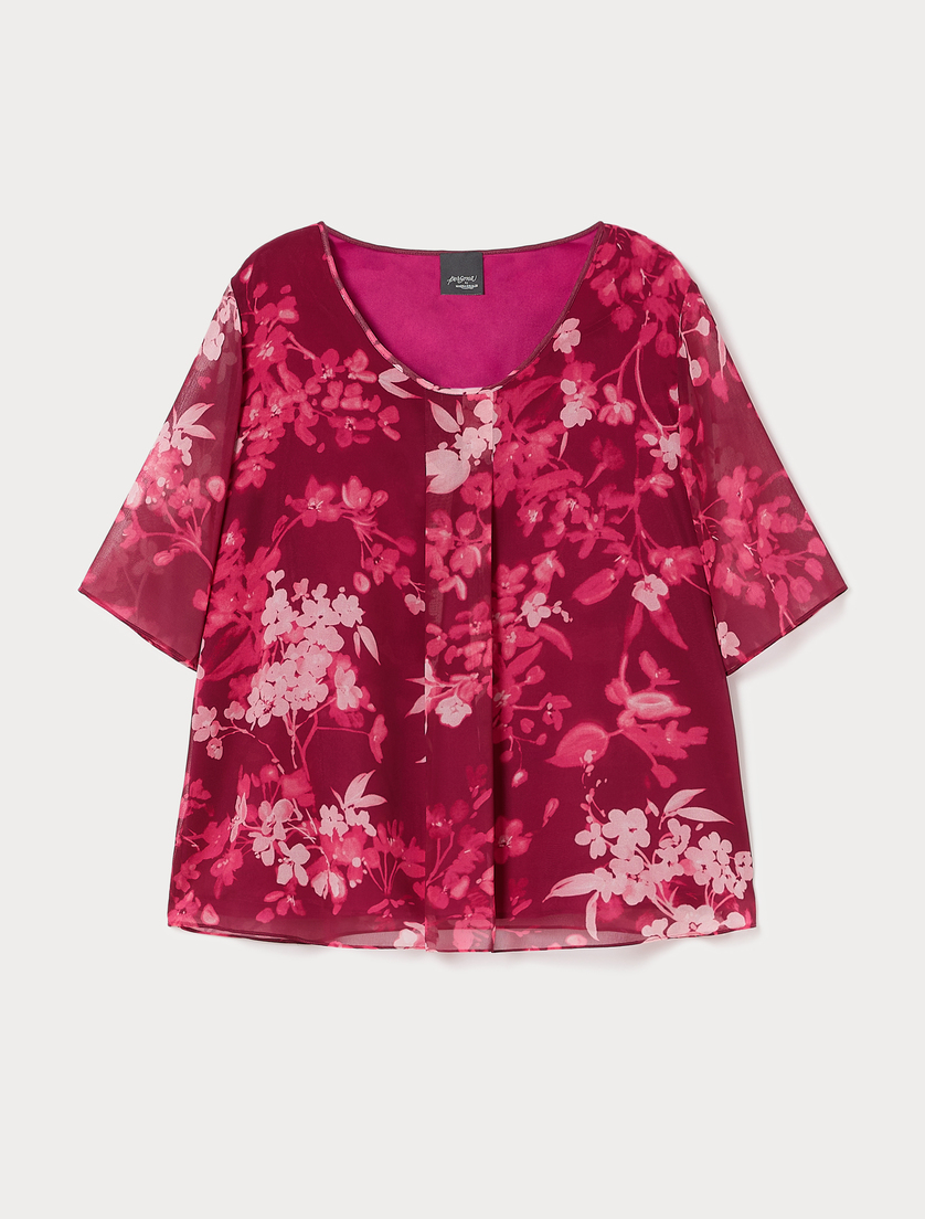 Printed georgette shirt - BORDEAUX - Marina Rinaldi