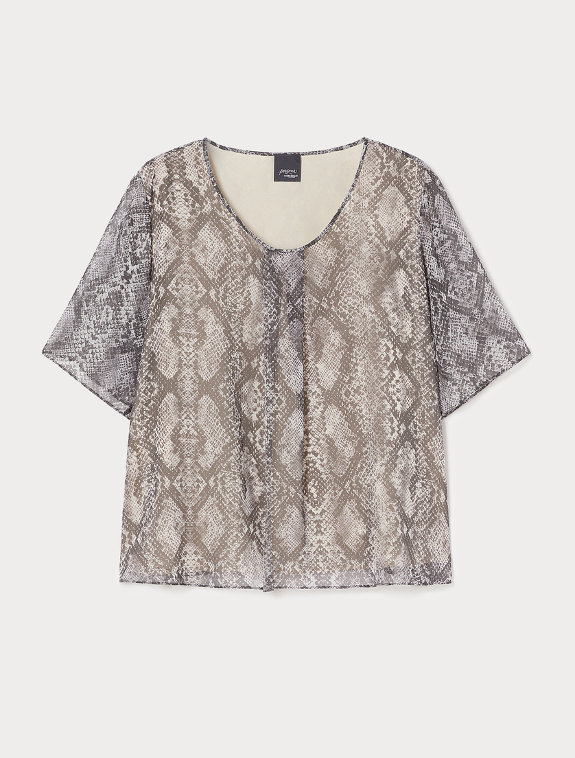 Camicia in georgette stampata - GRIGIO MEDIO - Marina Rinaldi