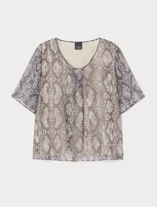 Camicia in georgette stampata - GRIGIO MEDIO - Marina Rinaldi - 1