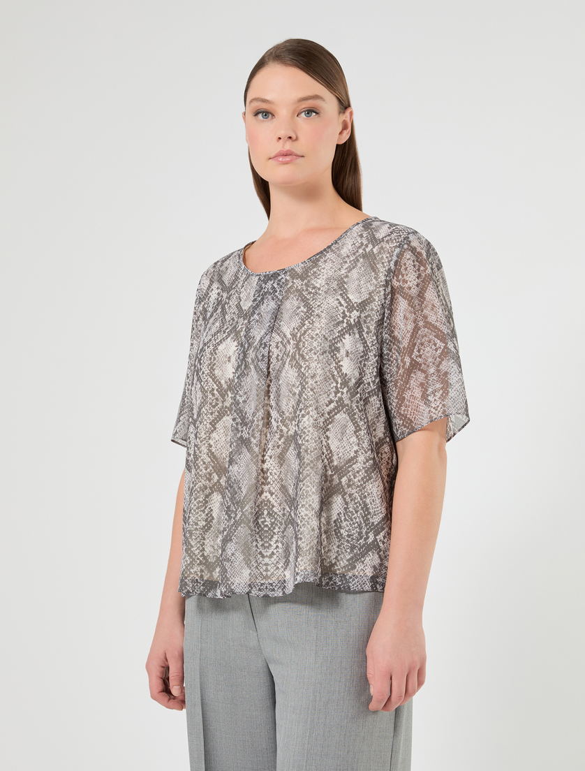 Camicia in georgette stampata - GRIGIO MEDIO - Marina Rinaldi - 3