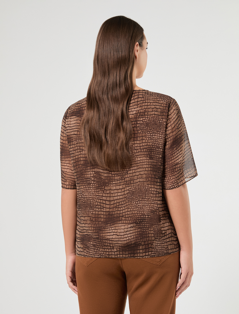 Camicia in georgette stampata - CUOIO - Marina Rinaldi - 4