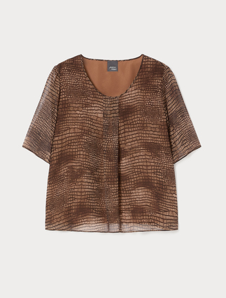 Camicia in georgette stampata - CUOIO - Marina Rinaldi - 1