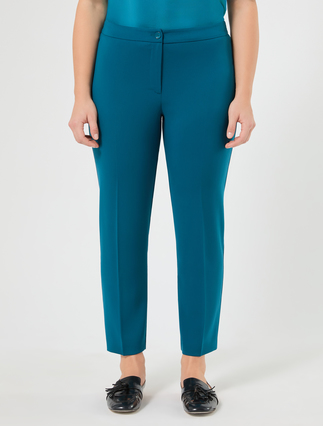 Slim-fit stretch cady trousers - OIL