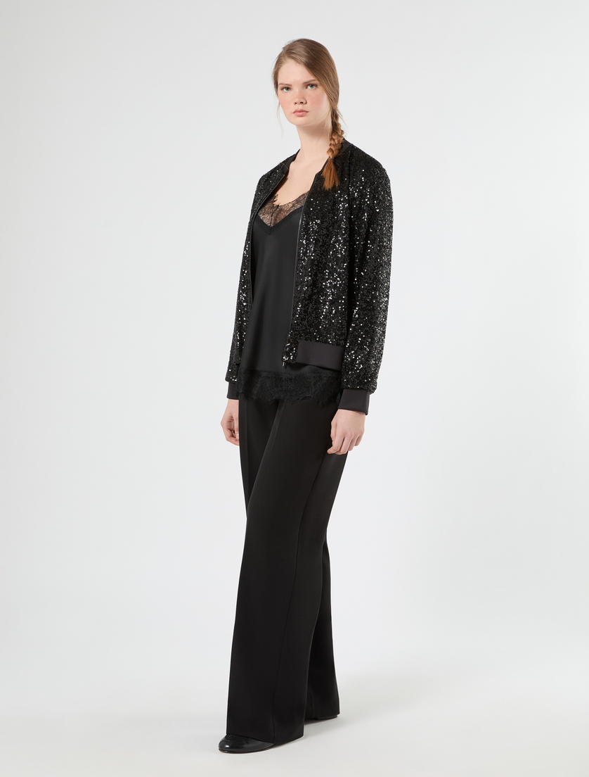 Pantaloni wide leg in tessuto diagonale - Marina Rinaldi