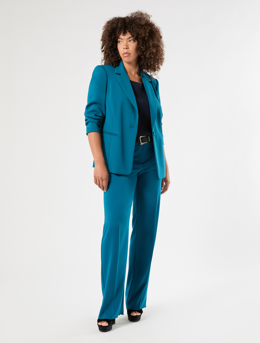 Pantaloni regular in cady stretch - PETROLIO - Marina Rinaldi - 2