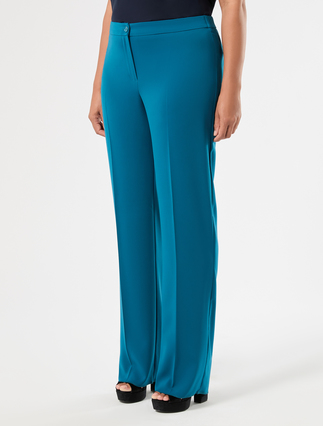 Pantaloni regular in cady stretch - PETROLIO
