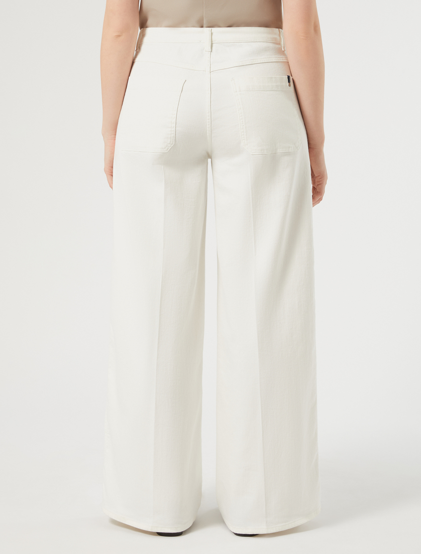Wide-leg cotton trousers - WHITE - Marina Rinaldi - 4