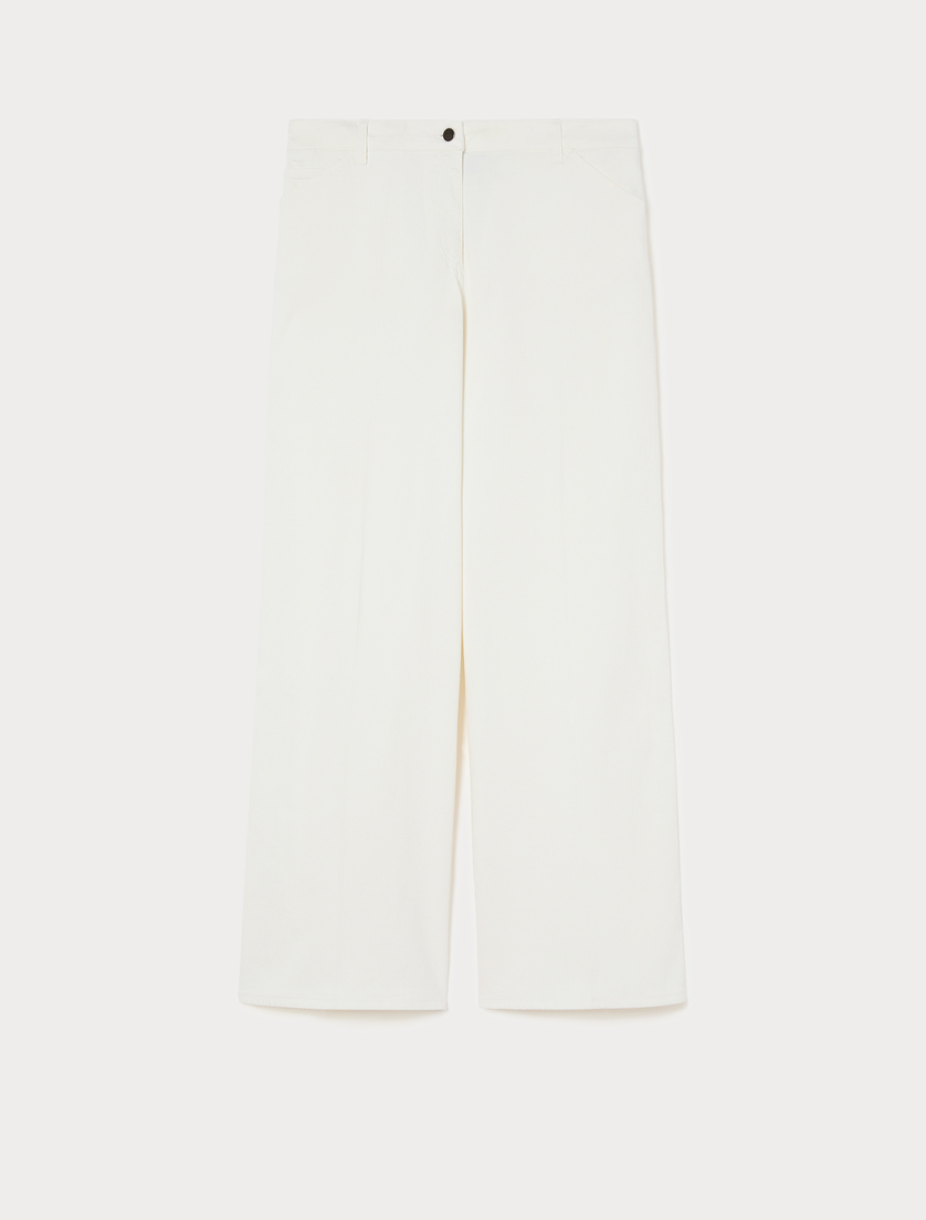 Wide-leg cotton trousers - WHITE - Marina Rinaldi
