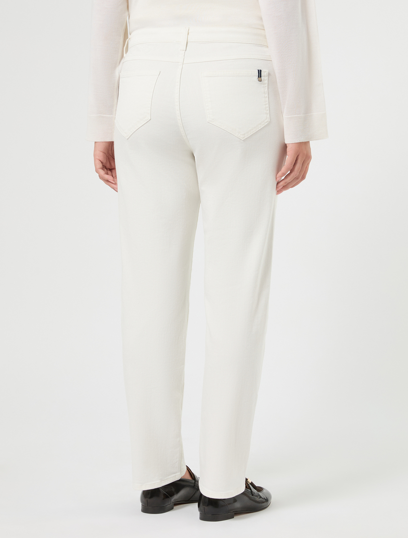 Slim-fit cotton trousers - WHITE - Marina Rinaldi - 4