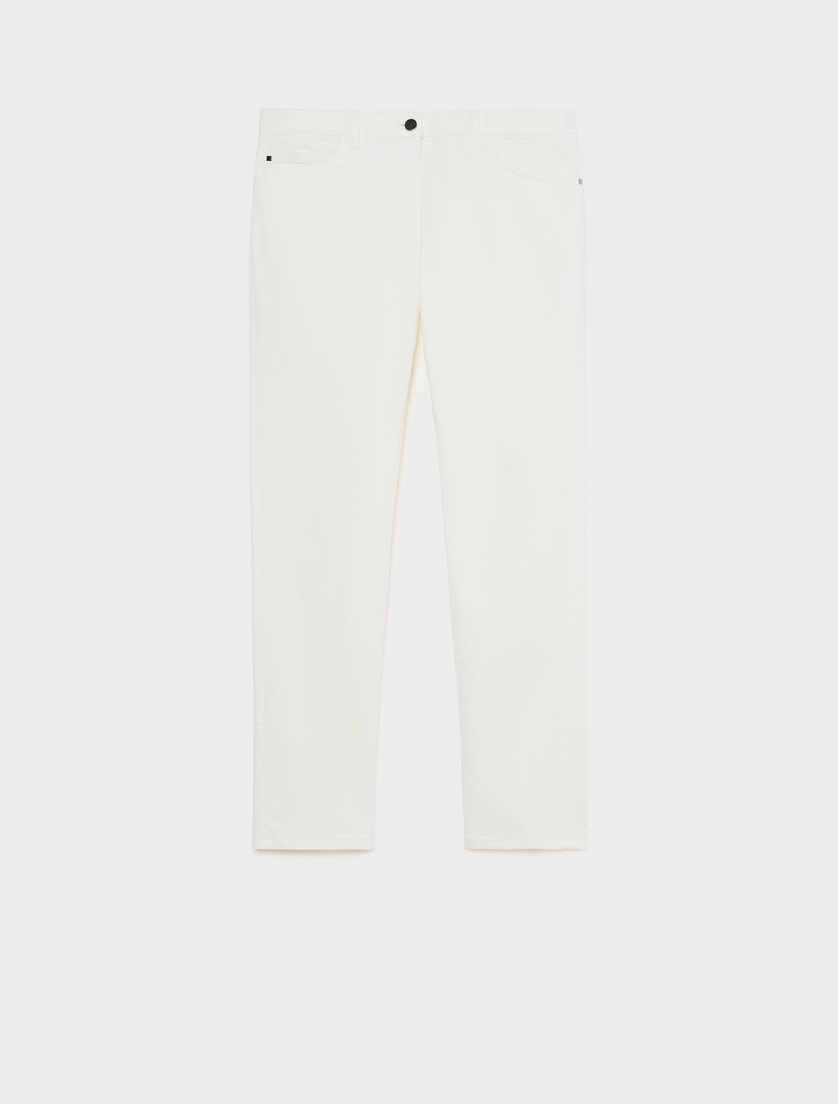 Slim-fit cotton trousers - WHITE - Marina Rinaldi