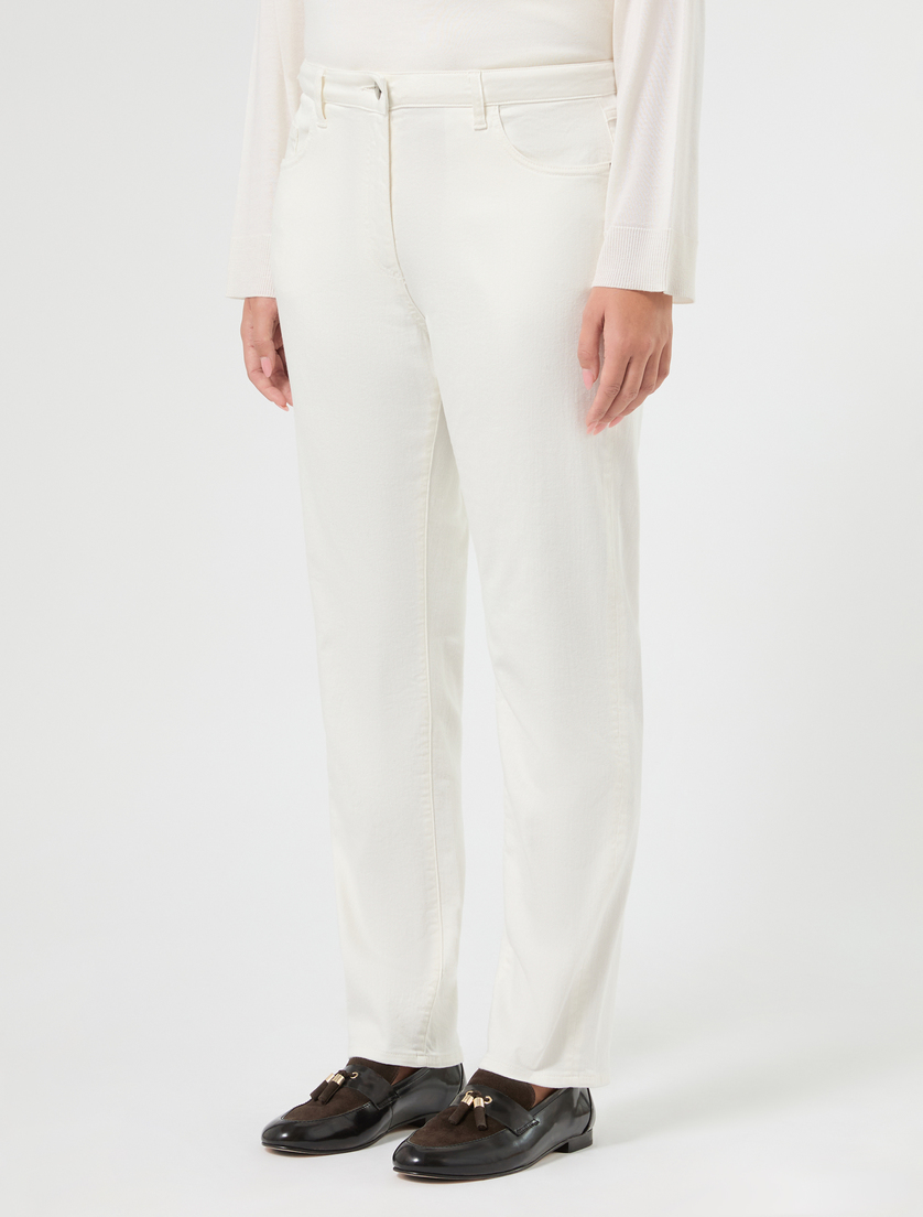 Slim-fit cotton trousers - WHITE - Marina Rinaldi - 3
