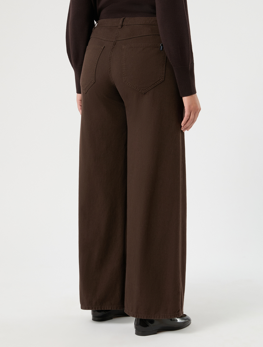 Pantaloni wide leg in cotone - CACAO - Marina Rinaldi - 4