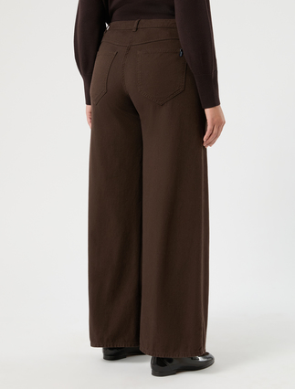 Pantaloni wide leg in cotone - CACAO - Marina Rinaldi - 4