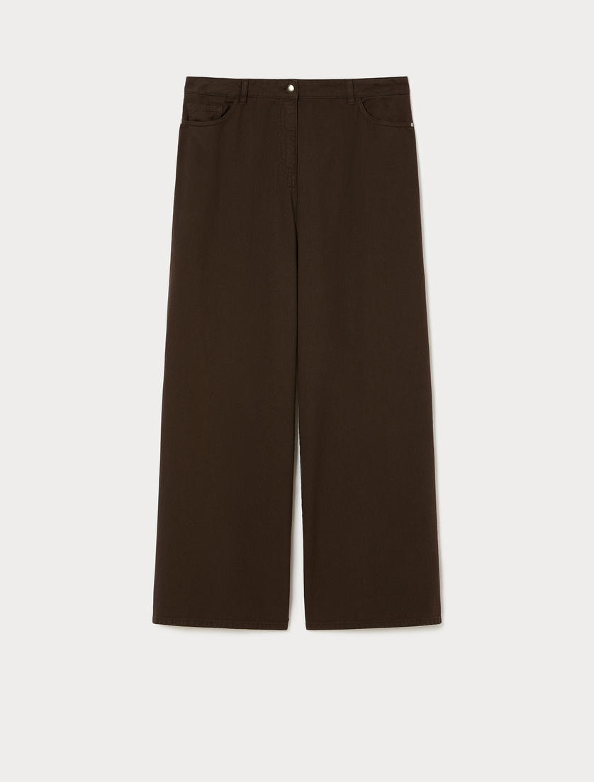 Pantaloni wide leg in cotone - CACAO - Marina Rinaldi