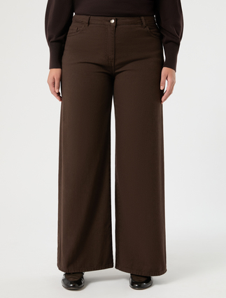Pantaloni wide leg in cotone - CACAO - Marina Rinaldi - 3