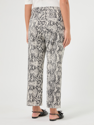 Flared cotton bull denim trousers - MEDIUM GREY - Marina Rinaldi - 4