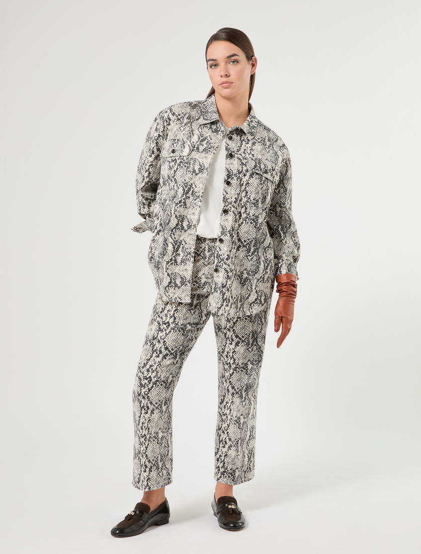 Flared cotton bull denim trousers - Marina Rinaldi