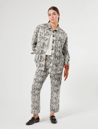 Flared cotton bull denim trousers - Marina Rinaldi
