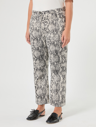 Flared cotton bull denim trousers - MEDIUM GREY - Marina Rinaldi - 3