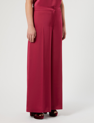 Satin wide-leg trousers - FUCHSIA