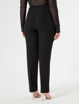 Pantaloni slim in tessuto diagonale - NERO - Marina Rinaldi - 4