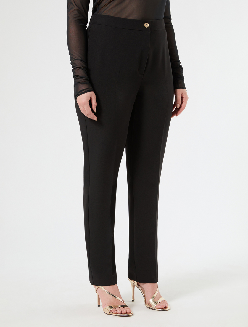 Pantaloni slim in tessuto diagonale - NERO - Marina Rinaldi - 3
