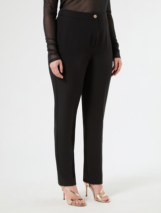 Pantaloni slim in tessuto diagonale - NERO - Marina Rinaldi - 3