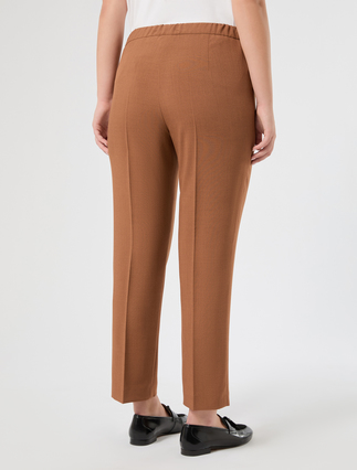 Basketweave mélange slim trousers - TOBACCO - Marina Rinaldi - 3