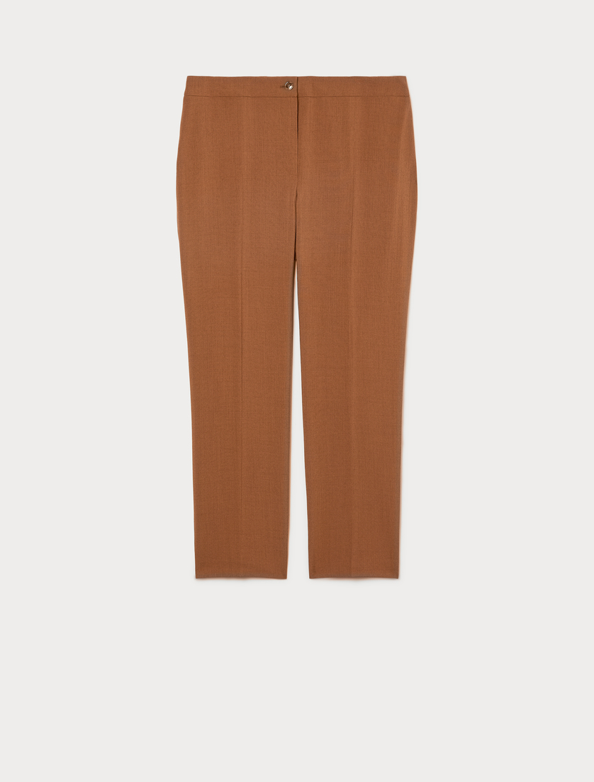 Basketweave mélange slim trousers - TOBACCO - Marina Rinaldi