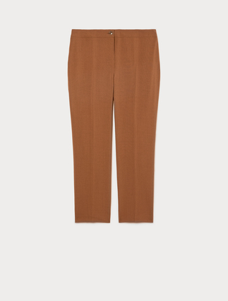 Basketweave mélange slim trousers - TOBACCO - Marina Rinaldi - 1