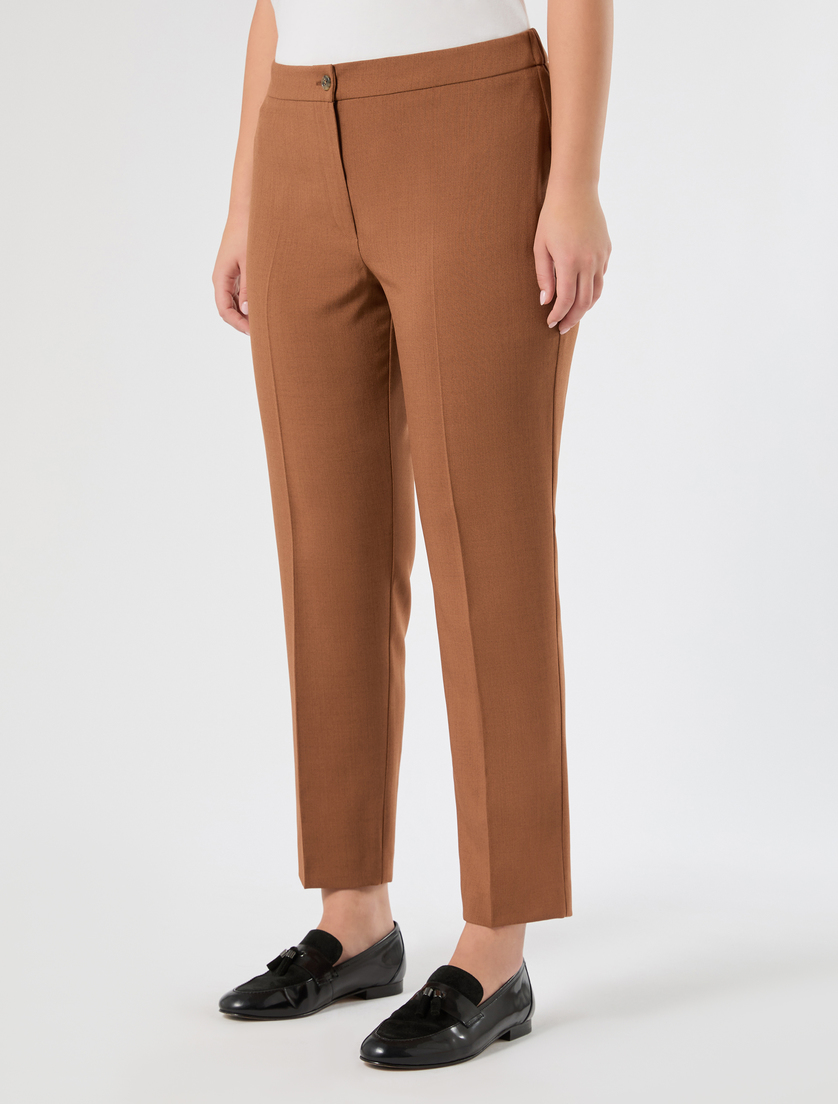 Basketweave mélange slim trousers - TOBACCO - Marina Rinaldi - 2