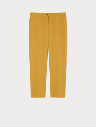 Basketweave mélange slim trousers - MUSTARD - Marina Rinaldi - 1