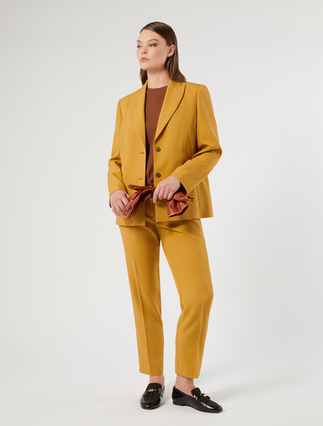 Basketweave mélange slim trousers - MUSTARD - Marina Rinaldi - 2
