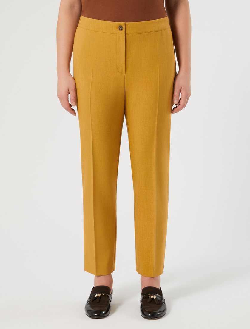 Basketweave mélange slim trousers - MUSTARD - Marina Rinaldi - 3