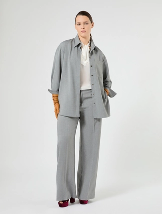 Basketweave mélange wide-leg trousers - Marina Rinaldi