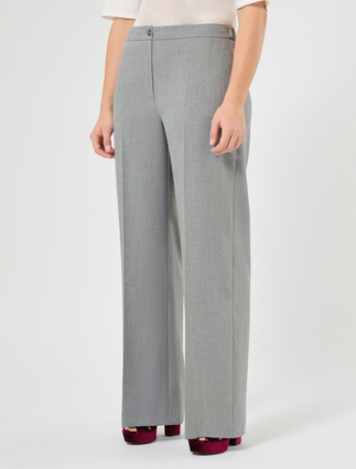 Pantalón de pernera ancha de esterilla jaspeada - GRIS MEDIO