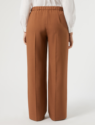 Basketweave mélange wide-leg trousers - TOBACCO - Marina Rinaldi - 4