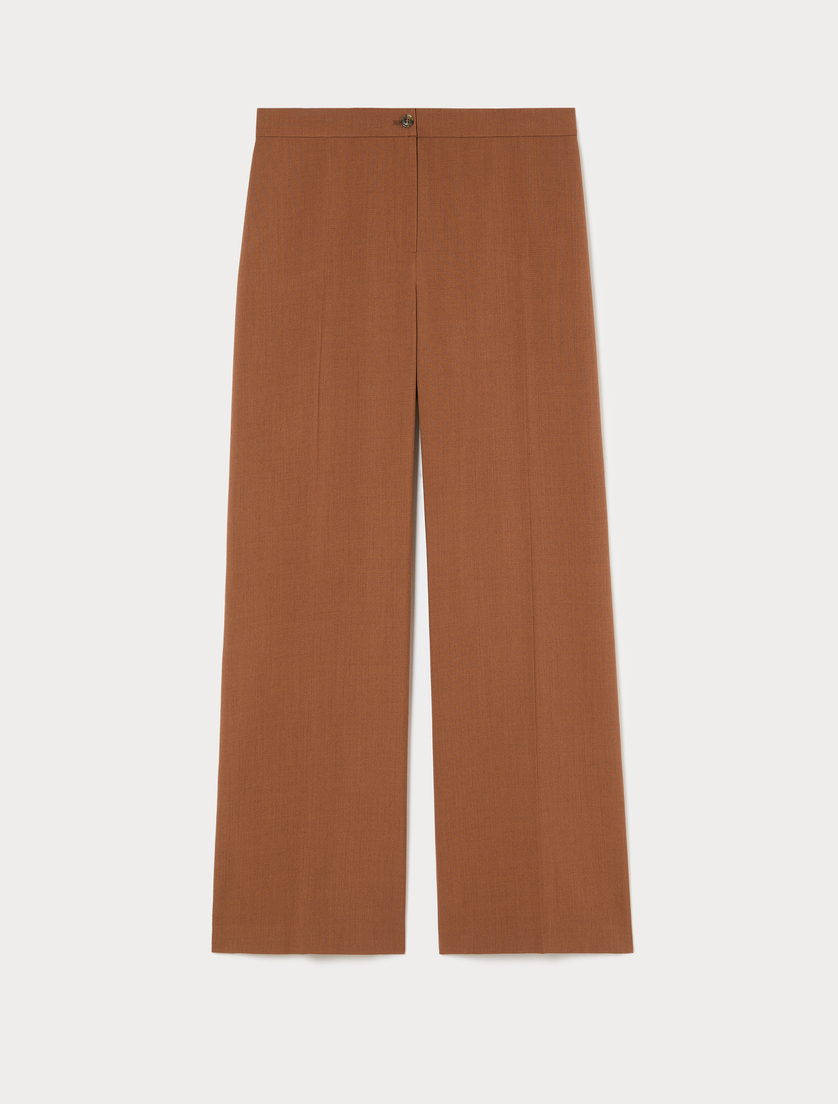 Basketweave mélange wide-leg trousers - TOBACCO - Marina Rinaldi
