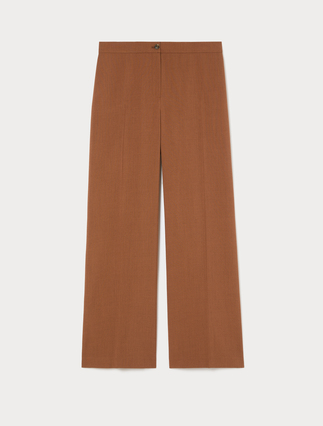 Basketweave mélange wide-leg trousers - TOBACCO - Marina Rinaldi - 1