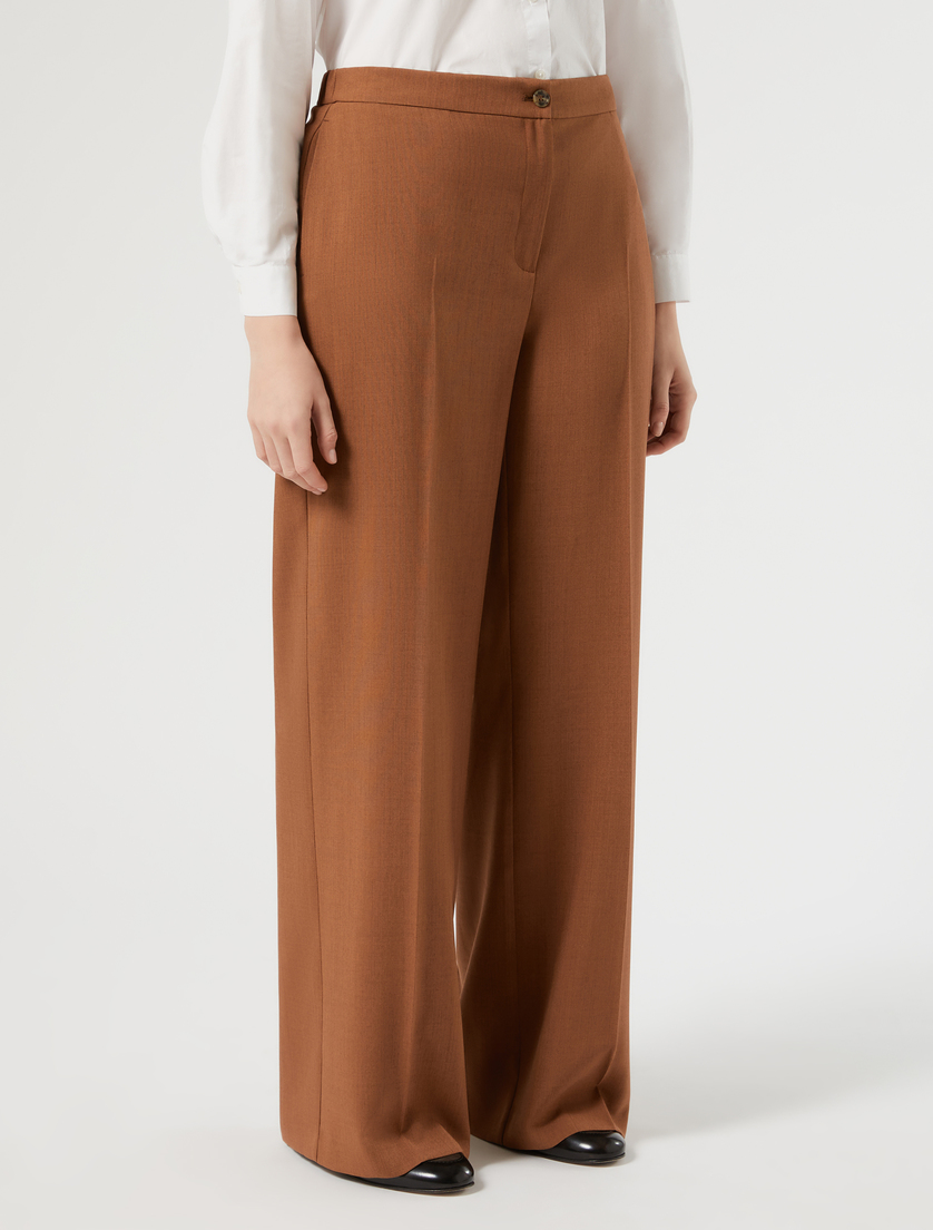 Basketweave mélange wide-leg trousers - TOBACCO - Marina Rinaldi - 3