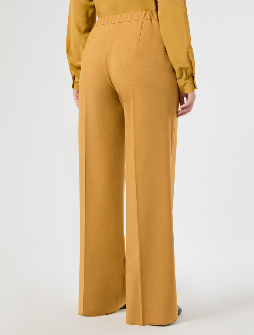 Weite Hose aus meliertem Panama - SENF - Marina Rinaldi - 4
