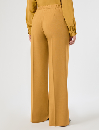 Weite Hose aus meliertem Panama - SENF - Marina Rinaldi - 4