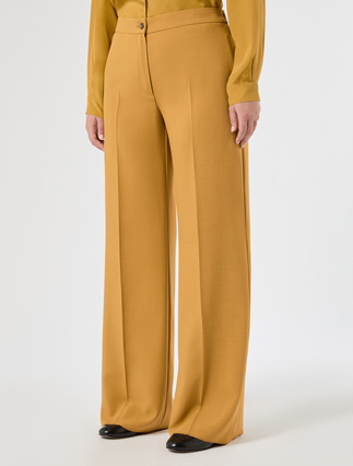 Weite Hose aus meliertem Panama - SENF - Marina Rinaldi - 3