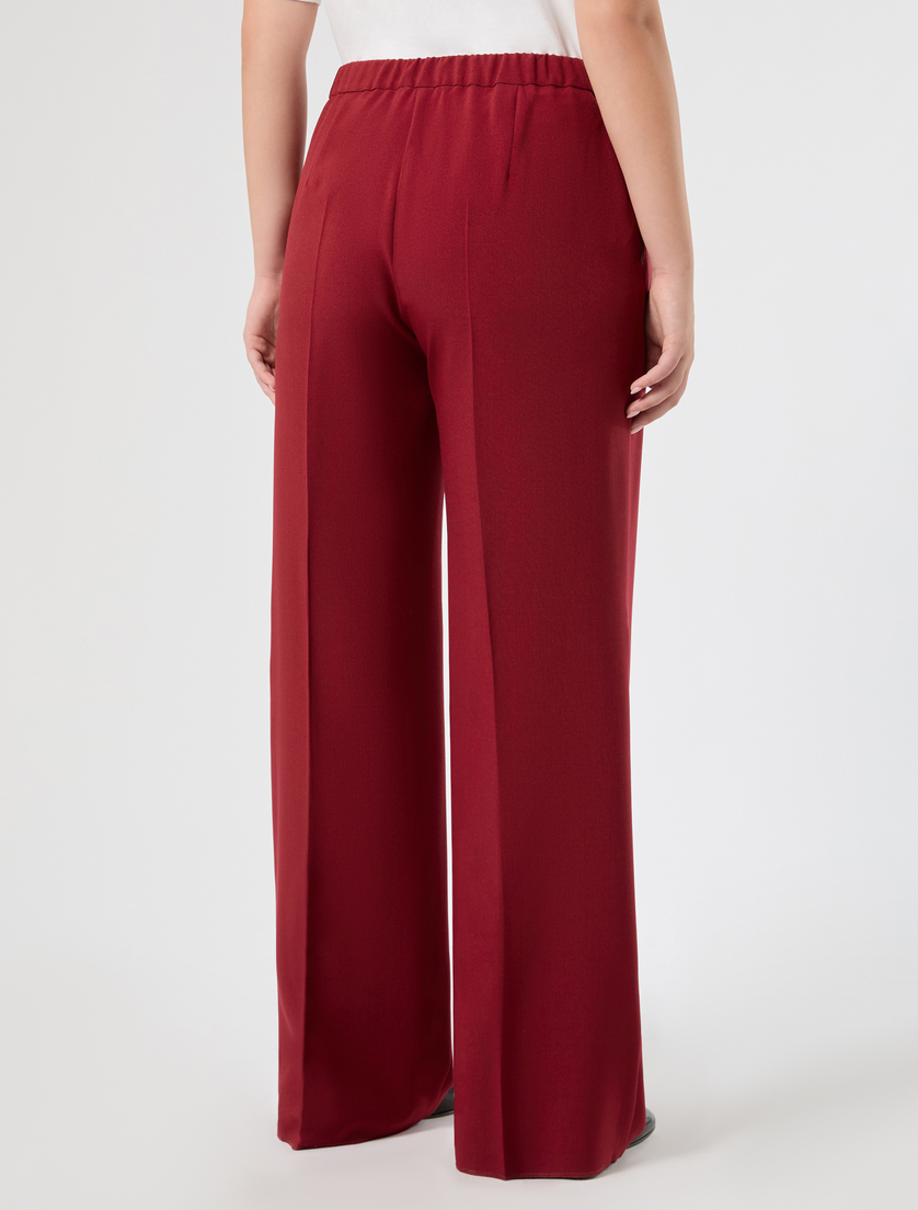 Weite Hose aus meliertem Panama - BORDEAUX - Marina Rinaldi - 4