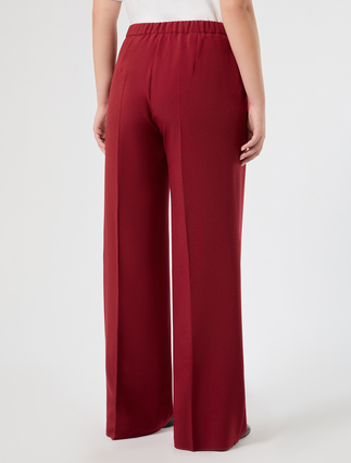 Weite Hose aus meliertem Panama - BORDEAUX - Marina Rinaldi - 4